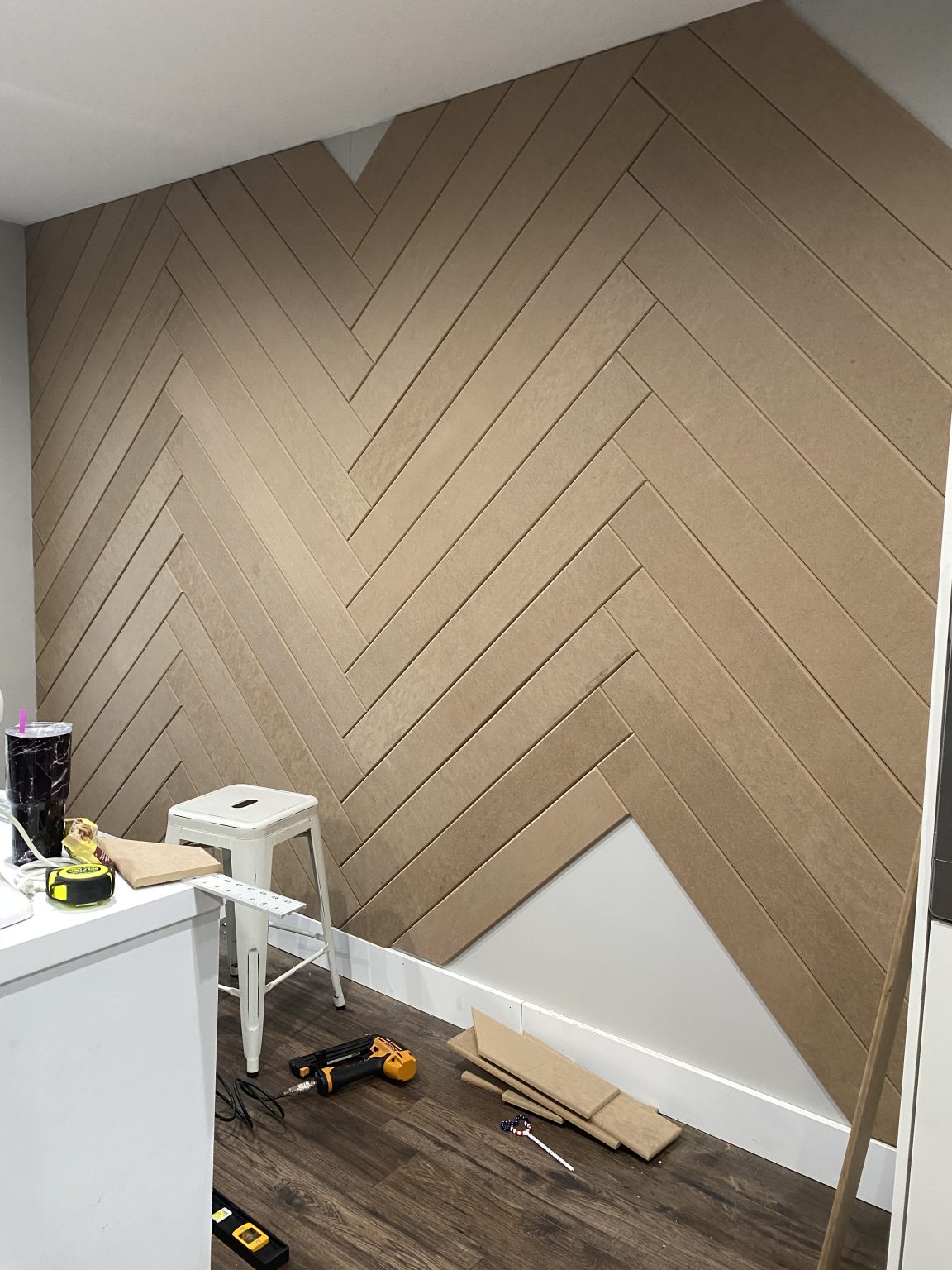 Herringbone Accent Wall - DIY - Home With Krissy